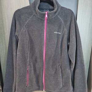 Columbia Womens Gray Fleece Jacket with Pink Zipper Size L